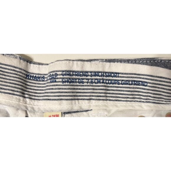 Khaki Gap Girlfriend Short Size 14 Blue white striped Coastal Grandma - Picture 2 of 5